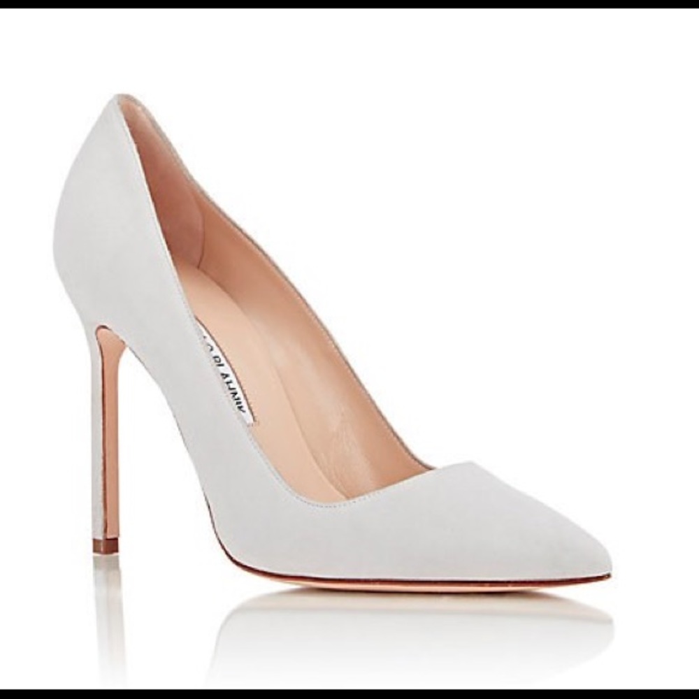 White Manolo Blahnik pump